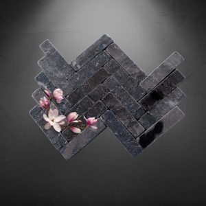 Black Lime Herringbone Paving